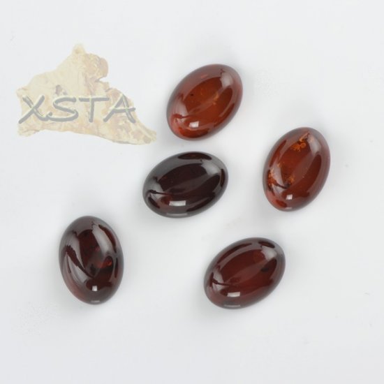 Cherry color amber cabochons set 5 pcs